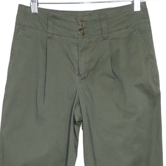 A New Day Ankle Crop Pants Womens 2 Olive Green Stretch Relaxed Fit Trousers - Picture 3 of 7
